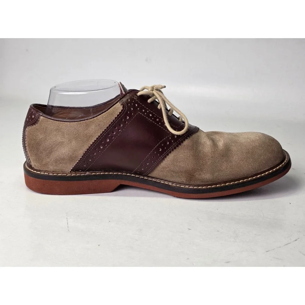 Nordstrom‎ Saddle Men's Dress Shoes Size 9.5 W Beige Tan Suede Leather